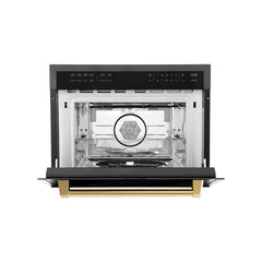 ZLINE Autograph Edition 24" 1.6 cu ft. Built-in Convection Microwave Oven in Black Stainless Steel and Gold Accents (MWOZ-24-BS-G) - The Home Selection