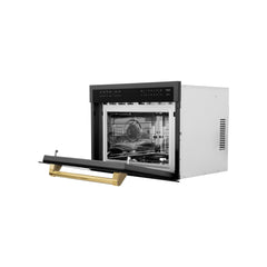 ZLINE Autograph Edition 24" 1.6 cu ft. Built-in Convection Microwave Oven in Black Stainless Steel and Gold Accents (MWOZ-24-BS-G) - The Home Selection