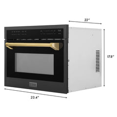 ZLINE Autograph Edition 24" 1.6 cu ft. Built-in Convection Microwave Oven in Black Stainless Steel and Gold Accents (MWOZ-24-BS-G) - The Home Selection