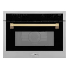 ZLINE Autograph Edition 24" 1.6 cu ft. Built-in Convection Microwave Oven in Stainless Steel and Champagne Bronze Accents (MWOZ-24-CB) - The Home Selection