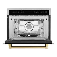 ZLINE Autograph Edition 24" 1.6 cu ft. Built-in Convection Microwave Oven in Stainless Steel and Champagne Bronze Accents (MWOZ-24-CB) - The Home Selection