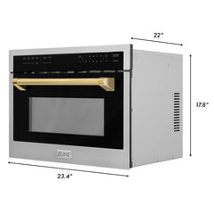 ZLINE Autograph Edition 24" 1.6 cu ft. Built-in Convection Microwave Oven in Stainless Steel and Gold Accents (MWOZ-24-G) - The Home Selection