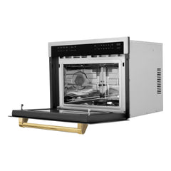 ZLINE Autograph Edition 24" 1.6 cu ft. Built-in Convection Microwave Oven in Stainless Steel and Gold Accents (MWOZ-24-G) - The Home Selection