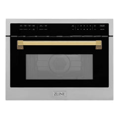 ZLINE Autograph Edition 24" 1.6 cu ft. Built-in Convection Microwave Oven in Stainless Steel and Gold Accents (MWOZ-24-G) - The Home Selection