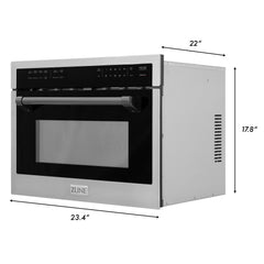 ZLINE Autograph Edition 24" 1.6 cu ft. Built-in Convection Microwave Oven in Stainless Steel and Matte Black Accents (MWOZ-24-MB) - The Home Selection
