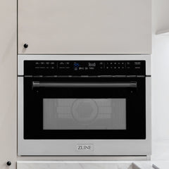 ZLINE Autograph Edition 24" 1.6 cu ft. Built-in Convection Microwave Oven in Stainless Steel and Matte Black Accents (MWOZ-24-MB) - The Home Selection