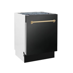 ZLINE Autograph Edition 24" 3rd Rack Top Control Tall Tub Dishwasher in Black Stainless Steel with Accent Handle, 51dBa - DWVZ-BS-24 - The Home Selection