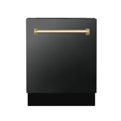 ZLINE Autograph Edition 24" 3rd Rack Top Control Tall Tub Dishwasher in Black Stainless Steel with Accent Handle, 51dBa - DWVZ-BS-24 - The Home Selection