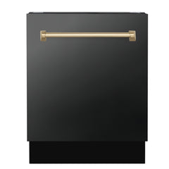 ZLINE Autograph Edition 24" 3rd Rack Top Control Tall Tub Dishwasher in Black Stainless Steel with Accent Handle, 51dBa - DWVZ-BS-24 - The Home Selection
