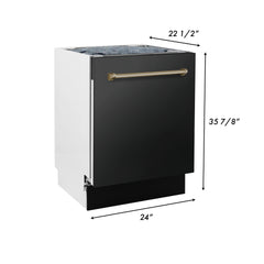 ZLINE Autograph Edition 24" 3rd Rack Top Control Tall Tub Dishwasher in Black Stainless Steel with Accent Handle, 51dBa - DWVZ-BS-24 - The Home Selection