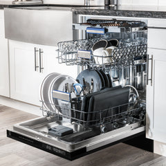 ZLINE Autograph Edition 24" 3rd Rack Top Control Tall Tub Dishwasher in Black Stainless Steel with Accent Handle, 51dBa - DWVZ-BS-24 - The Home Selection