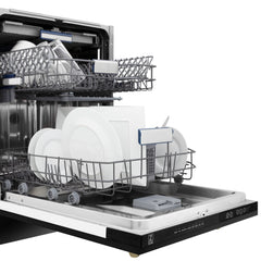 ZLINE Autograph Edition 24" 3rd Rack Top Control Tall Tub Dishwasher in Black Stainless Steel with Accent Handle, 51dBa - DWVZ-BS-24 - The Home Selection