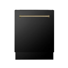ZLINE Autograph Edition 24" 3rd Rack Top Control Tall Tub Dishwasher in Black Stainless Steel with Accent Handle, 51dBa - DWVZ-BS-24 - The Home Selection