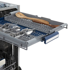 ZLINE Autograph Edition 24" 3rd Rack Top Control Tall Tub Dishwasher in Black Stainless Steel with Accent Handle, 51dBa - DWVZ-BS-24 - The Home Selection