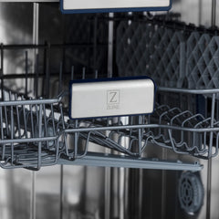 ZLINE Autograph Edition 24" 3rd Rack Top Control Tall Tub Dishwasher in Black Stainless Steel with Accent Handle, 51dBa - DWVZ-BS-24 - The Home Selection