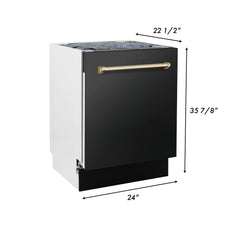 ZLINE Autograph Edition 24" 3rd Rack Top Control Tall Tub Dishwasher in Black Stainless Steel with Accent Handle, 51dBa - DWVZ-BS-24 - The Home Selection