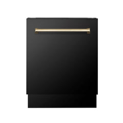 ZLINE Autograph Edition 24" 3rd Rack Top Control Tall Tub Dishwasher in Black Stainless Steel with Accent Handle, 51dBa - DWVZ-BS-24 - The Home Selection