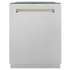 ZLINE Autograph Edition 24" 3rd Rack Top Control Tall Tub Dishwasher in DuraSnow® Stainless Steel with Accent Handle, 51dBa - DWMTZ-SN-24 - The Home Selection