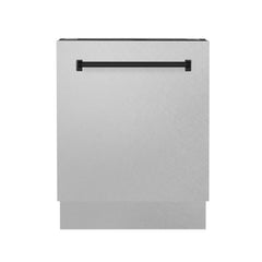 ZLINE Autograph Edition 24" 3rd Rack Top Control Tall Tub Dishwasher in DuraSnow® Stainless Steel with Accent Handle, 51dBa - DWVZ-SN-24 - The Home Selection