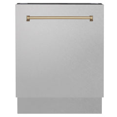 ZLINE Autograph Edition 24" 3rd Rack Top Control Tall Tub Dishwasher in DuraSnow® Stainless Steel with Accent Handle, 51dBa - DWVZ-SN-24 - The Home Selection