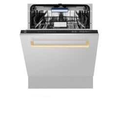 ZLINE Autograph Edition 24" 3rd Rack Top Control Tall Tub Dishwasher in Stainless Steel with Accent Handle, 51dBa - DWVZ-304-24 - The Home Selection