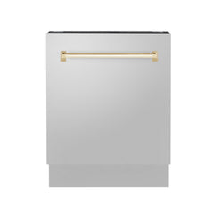ZLINE Autograph Edition 24" 3rd Rack Top Control Tall Tub Dishwasher in Stainless Steel with Accent Handle, 51dBa - DWVZ-304-24 - The Home Selection
