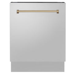 ZLINE Autograph Edition 24" 3rd Rack Top Control Tall Tub Dishwasher in Stainless Steel with Accent Handle, 51dBa - DWVZ-304-24 - The Home Selection