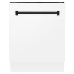 ZLINE Autograph Edition 24" 3rd Rack Top Control Tall Tub Dishwasher in White Matte with Accent Handle, 51dBa - DWVZ-WM-24 - The Home Selection