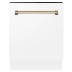 ZLINE Autograph Edition 24" 3rd Rack Top Control Tall Tub Dishwasher in White Matte with Accent Handle, 51dBa - DWVZ-WM-24 - The Home Selection