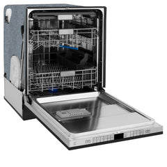 ZLINE Autograph Edition 24" 3rd Rack Top Touch Control Tall Tub Dishwasher in Black Stainless Steel with Handle, 45dBa (DWMTZ-BS-24) - The Home Selection