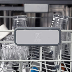 ZLINE Autograph Edition 24" 3rd Rack Top Touch Control Tall Tub Dishwasher in Black Stainless Steel with Handle, 45dBa (DWMTZ-BS-24) - The Home Selection