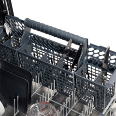ZLINE Autograph Edition 24" 3rd Rack Top Touch Control Tall Tub Dishwasher in Black Stainless Steel with Handle, 45dBa (DWMTZ-BS-24) - The Home Selection