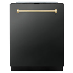 ZLINE Autograph Edition 24" 3rd Rack Top Touch Control Tall Tub Dishwasher in Black Stainless Steel with Handle, 45dBa (DWMTZ-BS-24) - The Home Selection