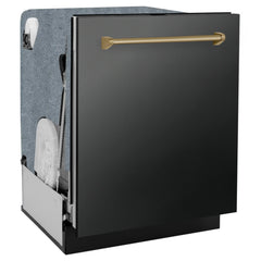 ZLINE Autograph Edition 24" 3rd Rack Top Touch Control Tall Tub Dishwasher in Black Stainless Steel with Handle, 45dBa (DWMTZ-BS-24) - The Home Selection