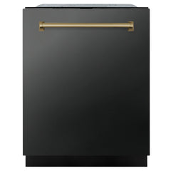 ZLINE Autograph Edition 24" 3rd Rack Top Touch Control Tall Tub Dishwasher in Black Stainless Steel with Handle, 45dBa (DWMTZ-BS-24) - The Home Selection