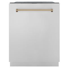 ZLINE Autograph Edition 24" 3rd Rack Top Touch Control Tall Tub Dishwasher in Stainless Steel with Accent Handle, 51dBa - DWMTZ-304-24 - The Home Selection