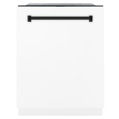 ZLINE Autograph Edition 24" 3rd Rack Top Touch Control Tall Tub Dishwasher in White Matte with Accent Handle, 51dBa - DWMTZ-WM-24 - The Home Selection