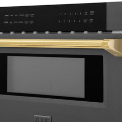 ZLINE Autograph Edition 30" 1.2 cu. ft. Built-in Microwave Drawer in Black Stainless Steel and Gold Accents (MWDZ-30-BS-G) - The Home Selection