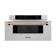 ZLINE Autograph Edition 30" 1.2 cu. ft. Built-In Microwave Drawer in Fingerprint Resistant Stainless Steel with Accents (MWDZ-30-SS) - The Home Selection