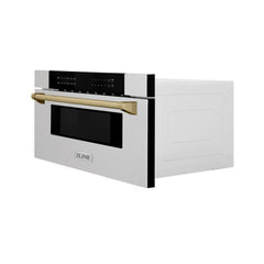 ZLINE Autograph Edition 30" 1.2 cu. ft. Built-In Microwave Drawer in Fingerprint Resistant Stainless Steel with Accents (MWDZ-30-SS) - The Home Selection