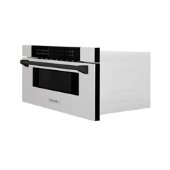 ZLINE Autograph Edition 30" 1.2 cu. ft. Built-In Microwave Drawer in Fingerprint Resistant Stainless Steel with Accents (MWDZ-30-SS) - The Home Selection