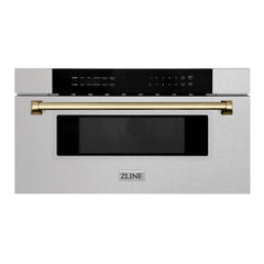 ZLINE Autograph Edition 30" 1.2 cu. ft. Built-In Microwave Drawer in Fingerprint Resistant Stainless Steel with Accents (MWDZ-30-SS) - The Home Selection