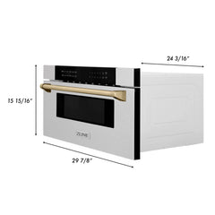 ZLINE Autograph Edition 30" 1.2 cu. ft. Built-In Microwave Drawer in Fingerprint Resistant Stainless Steel with Accents (MWDZ-30-SS) - The Home Selection