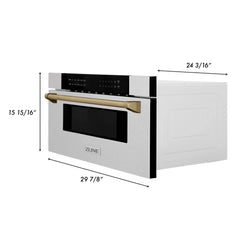 ZLINE Autograph Edition 30" 1.2 cu. ft. Built-In Microwave Drawer in Fingerprint Resistant Stainless Steel with Accents (MWDZ-30-SS) - The Home Selection