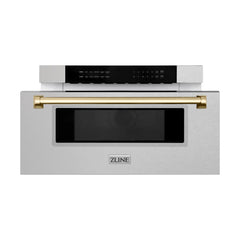 ZLINE Autograph Edition 30" 1.2 cu. ft. Built-In Microwave Drawer in Fingerprint Resistant Stainless Steel with Accents (MWDZ-30-SS) - The Home Selection