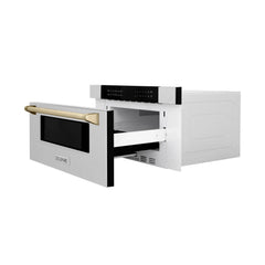 ZLINE Autograph Edition 30" 1.2 cu. ft. Built-In Microwave Drawer in Fingerprint Resistant Stainless Steel with Accents (MWDZ-30-SS) - The Home Selection
