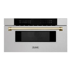 ZLINE Autograph Edition 30" 1.2 cu. ft. Built-In Microwave Drawer in Fingerprint Resistant Stainless Steel with Accents (MWDZ-30-SS) - The Home Selection