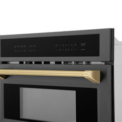 ZLINE Autograph Edition 30” 1.6 cu ft. Built-in Convection Microwave Oven in Black Stainless Steel and Champagne Bronze Accents (MWOZ-30-BS-CB) - The Home Selection