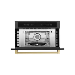 ZLINE Autograph Edition 30” 1.6 cu ft. Built-in Convection Microwave Oven in Black Stainless Steel and Champagne Bronze Accents (MWOZ-30-BS-CB) - The Home Selection