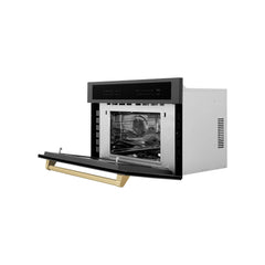 ZLINE Autograph Edition 30” 1.6 cu ft. Built-in Convection Microwave Oven in Black Stainless Steel and Champagne Bronze Accents (MWOZ-30-BS-CB) - The Home Selection